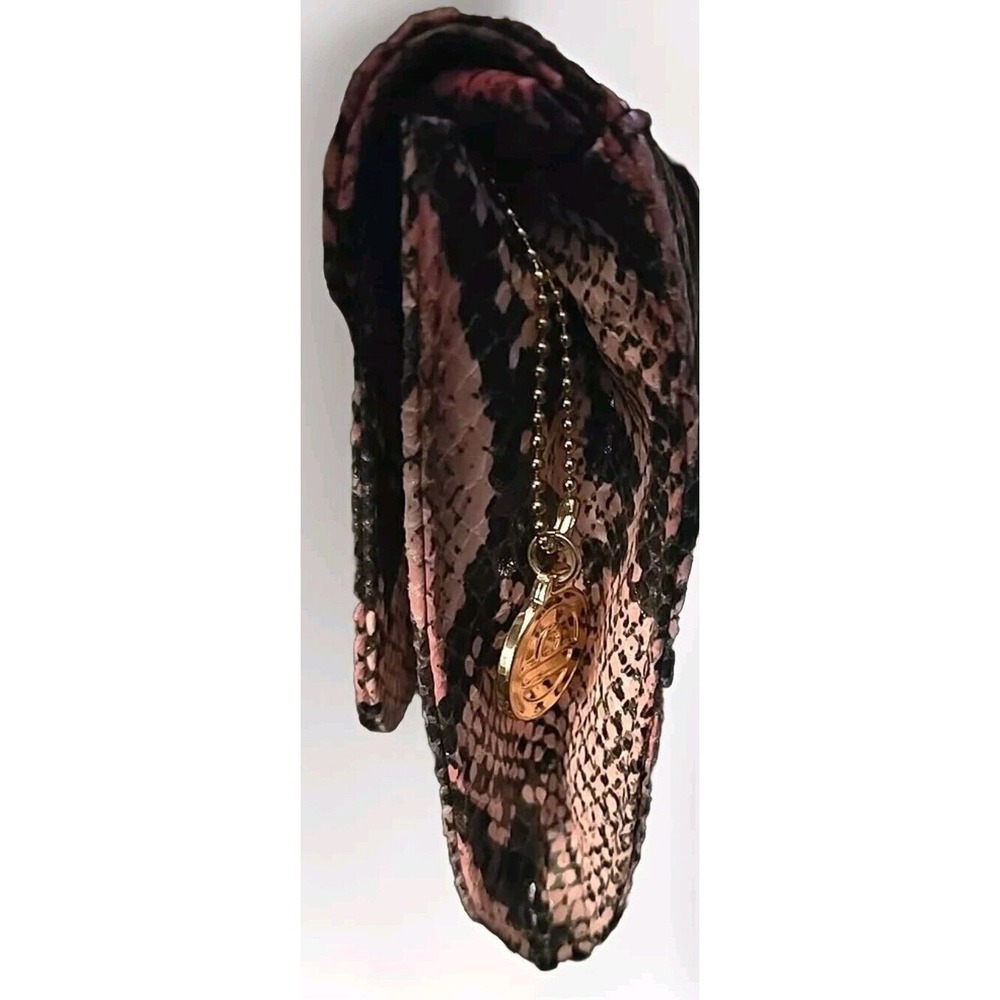 Big Buddha Faux Snake Skin Clutch/Purse  Gold Pink Black Orange - Picture 10 of 10